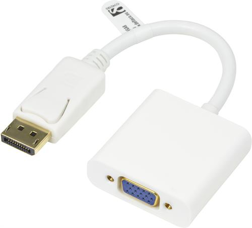 DELTACO DisplayPort till VGA-adapter - vit, 0,2m