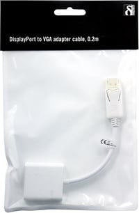 DELTACO DisplayPort till VGA-adapter - vit, 0,2m